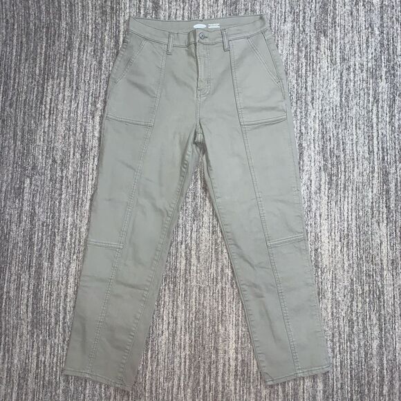Old Navy Women Size 6 Green Sky Hi Straight Extra High Rise Cargo Pants Trousers - Picture 1 of 8